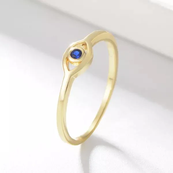 Evil Eyes Shape Finger Gold Plated Jewelry Zirconia Ring for Girls