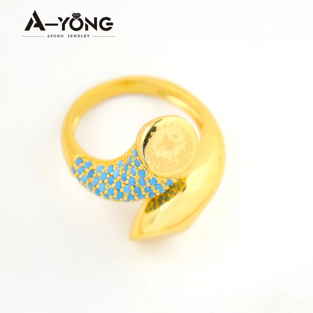 Latest Arrivals Zircon Rings Women Brass Open Ring Adjustable 18 Gold Plated Designer Rings