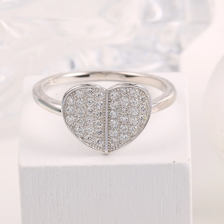 Heart Shape Wholesale Jewellery 925 Silver Zirconia Fine Jewelry Charm Ring