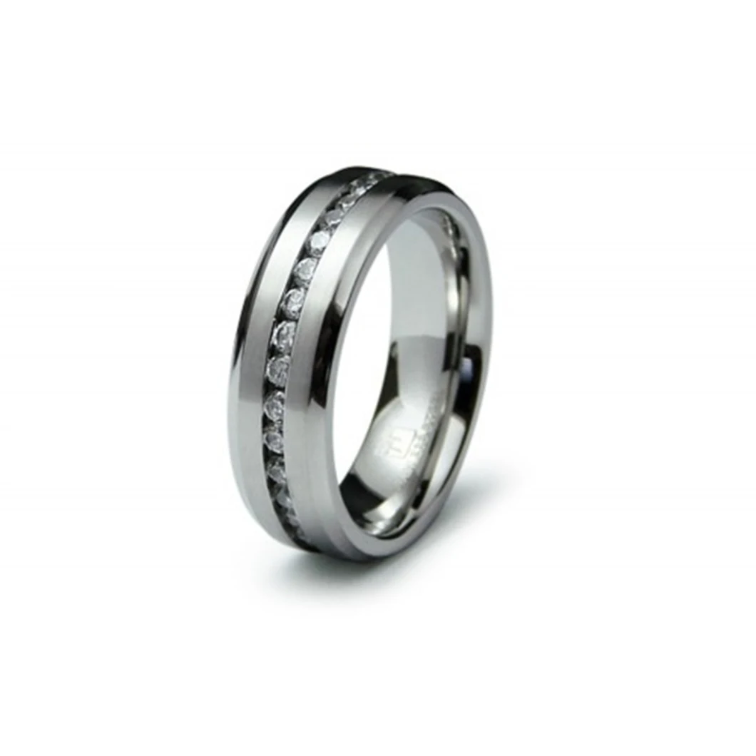 Stainless Steel Ring with Eternity Cubic Zirconia Design