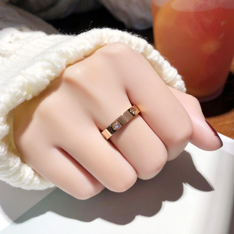 Fashion Fine Gold Plated Heart Brand Rings Luxury Stainless Steel Designer Jewelry Rings for Women Men
