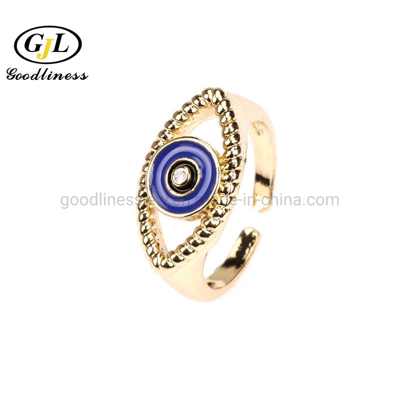 Antique Punk Gold Filled Plated Diamond Evil Eye Mens Ring
