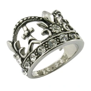 Mini anillo de corona real con abalorio personalizado