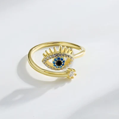 Anillo de plata esterlina S925 Apertura de anillo de mal de ojo de demonio de moda femenina