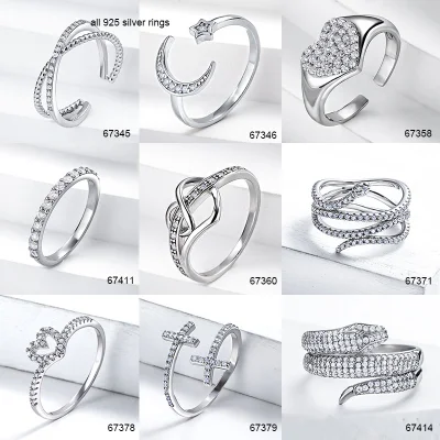 Accesorios de moda bisutería personalizada 925 plata esterlina CZ compromiso boda promesa anillos para mujeres
