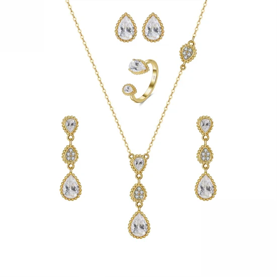 Votum Moda Lujo 9K Collar de oro real Pendiente Anillo Diamante Joyas Moissanite Gra Certificado Mujeres Accesorios hechos a mano Personalización Conjunto de joyas