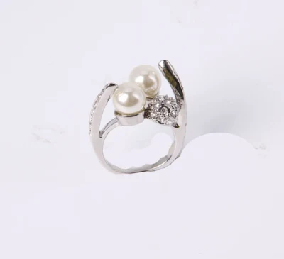 Anillo de joyería de moda de diseño especial con perlas y diamantes de imitación