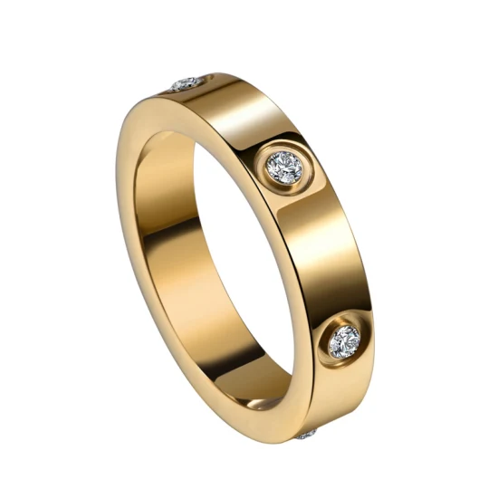 Anillos de marca de corazón chapados en oro fino a la moda anillos de joyería de diseñador de acero inoxidable de lujo para mujeres y hombres