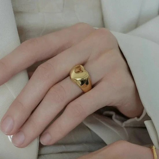 Anillo de joyería de dedo chapado en plata de oro de moda simple para mujer