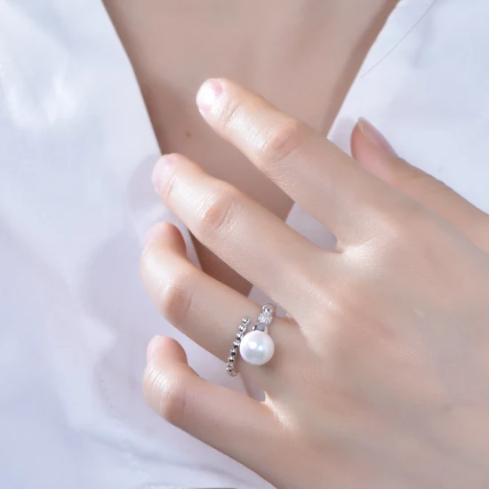 Joyería de moda Kirin, anillos de plata de ley 925, venta al por mayor, anillos de plata de ley a granel, joyería para mujer, anillo de diamante de perla blanca de oro rosa