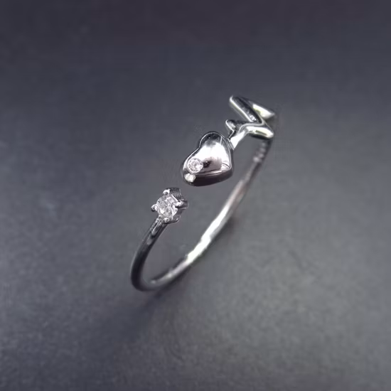 Anillo ajustable de joyería de plata de ley 925 con forma de rama de olivo para niña